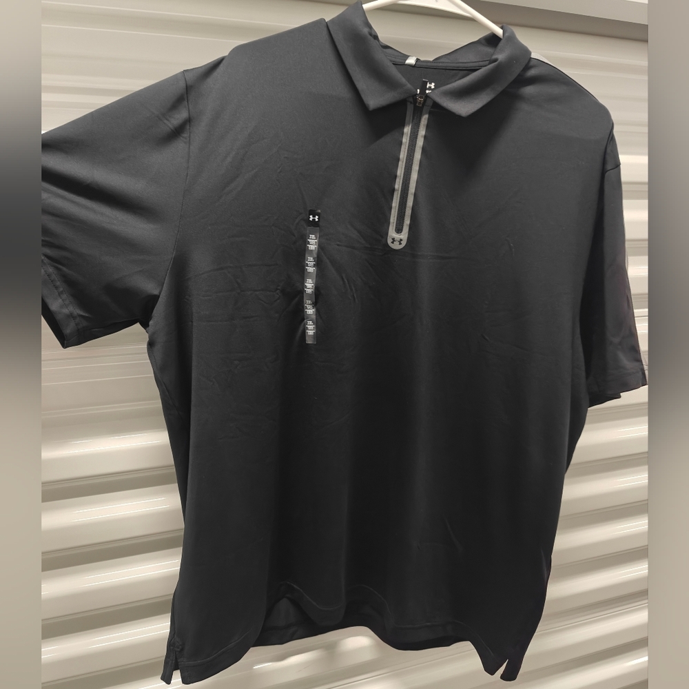 Under Armour Black Short-Sleeve Polo with Zip Placket